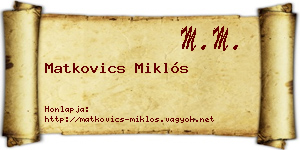 Matkovics Miklós névjegykártya